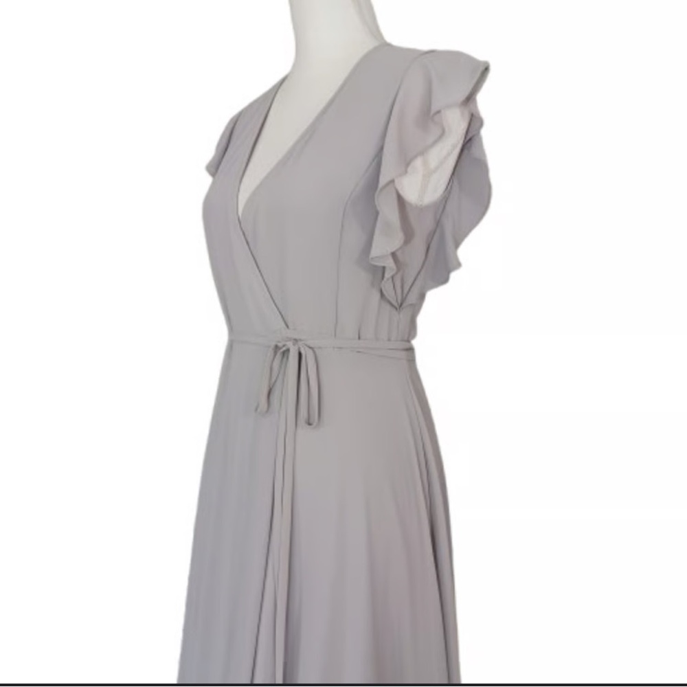 Lulu's Crescendo Light Grey Wrap Maxi Dress - Picture 2 of 3
